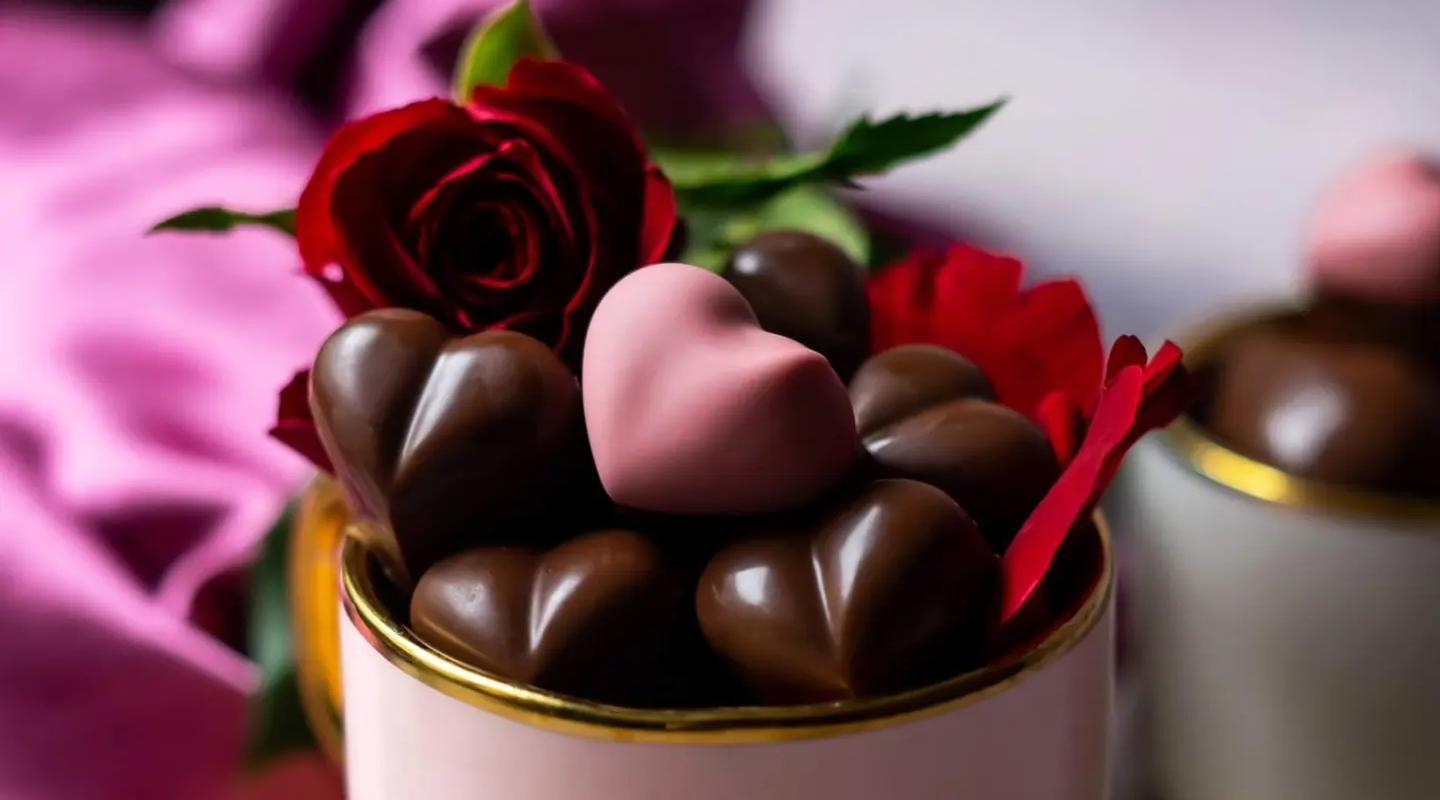 Valentine dessert composition